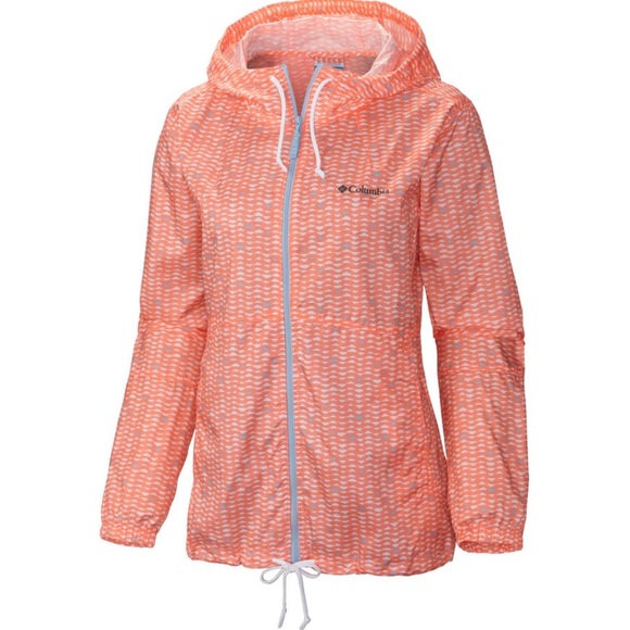 Columbia Jackets & Blazers - Columbia Neon‎ Orange Retro 90’s Printed Flash Forward Windbreaker Rain Outdoors